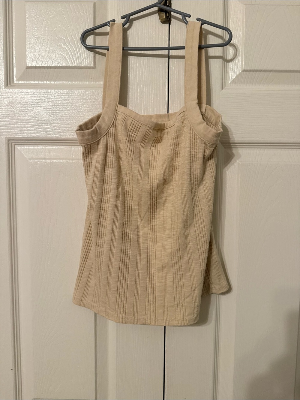 Sleeveless Textured Tank Top in Light Beige